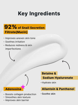 Key ingredients in COSRX Advanced Snail 92 All In One Cream Tube