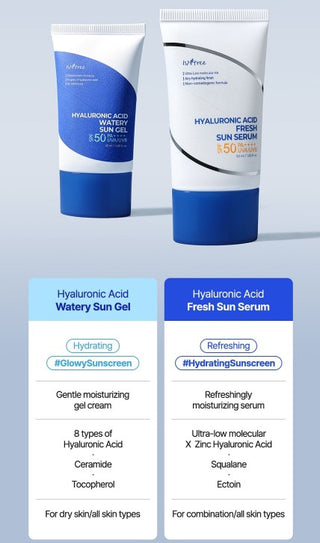 How ISNTREE Hyaluronic Acid Fresh Sun Serum SPF50+ PA++++ compares with other ISNTREE products