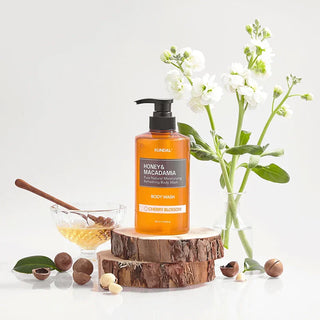 KUNDAL Honey & Macadamia Pure Body Wash styled product shot