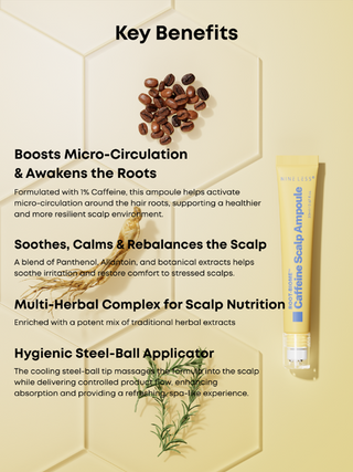 NINE LESS Root-Biome™ Caffeine Scalp Ampoule styled product shot