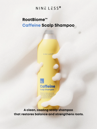 NINE LESS Root-Biome Caffeine Scalp Shampoo styled product shot
