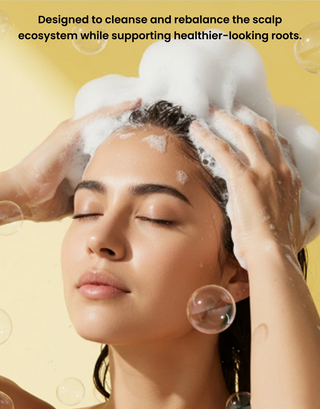 NINE LESS Root-Biome™ Caffeine Scalp Shampoo styled product shot