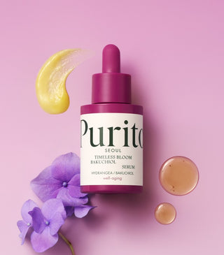 PURITO SEOUL Timeless Bloom Bakuchiol Serum styled product shot