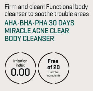 Clinical test results for SOME BY MI AHA BHA PHA 30 Days Miracle Clear Body Cleanser