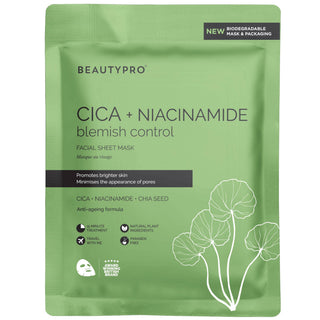 BEAUTYPRO CICA + NIACINAMIDE Blemish Control Mask - 100% Biodegradable